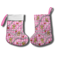 Pink Palaka Hawaii Mele Kalikimaka Christmas Stocking Ohia Lehua Shell Leis Funny Gingerbread Santa LT14 - Polynesian Pride