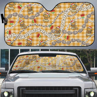 Gold Palaka Hawaii Mele Kalikimaka Auto Sun Shade Ohia Lehua Shell Leis Funny Gingerbread Santa LT14 Gold - Polynesian Pride