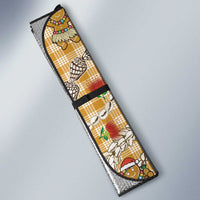 Gold Palaka Hawaii Mele Kalikimaka Auto Sun Shade Ohia Lehua Shell Leis Funny Gingerbread Santa LT14 - Polynesian Pride