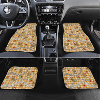 Gold Palaka Hawaii Mele Kalikimaka Car Mats Ohia Lehua Shell Leis Funny Gingerbread Santa LT14 Set 4pcs Gold - Polynesian Pride