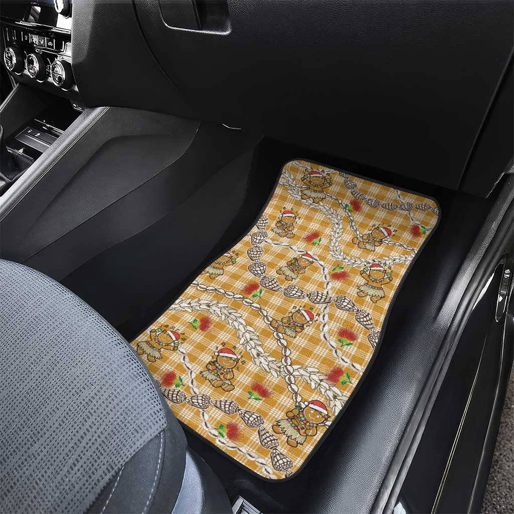 Gold Palaka Hawaii Mele Kalikimaka Car Mats Ohia Lehua Shell Leis Funny Gingerbread Santa LT14 - Polynesian Pride
