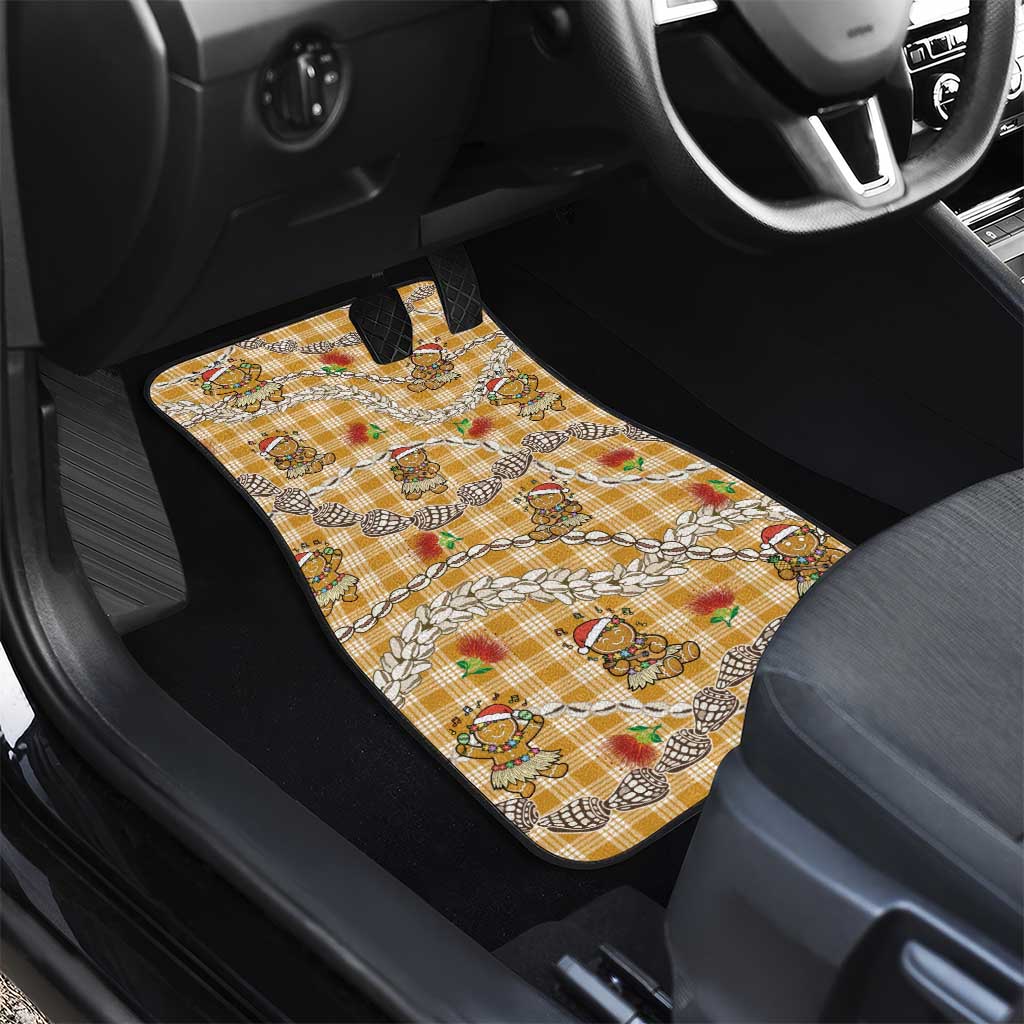 Gold Palaka Hawaii Mele Kalikimaka Car Mats Ohia Lehua Shell Leis Funny Gingerbread Santa LT14 - Polynesian Pride
