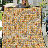 Gold Palaka Hawaii Mele Kalikimaka Quilt Ohia Lehua Shell Leis Funny Gingerbread Santa LT14 Gold - Polynesian Pride