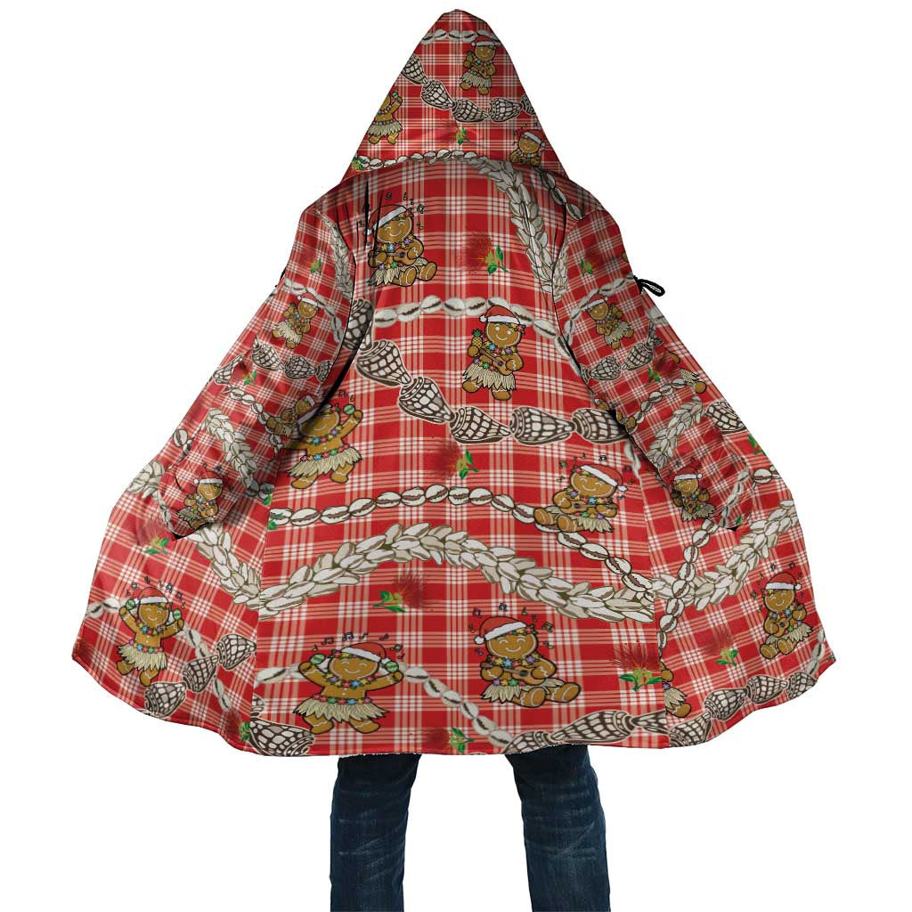 Red Palaka Hawaii Mele Kalikimaka Cloak Ohia Lehua Shell Leis Funny Gingerbread Santa LT14 Unisex Red - Polynesian Pride
