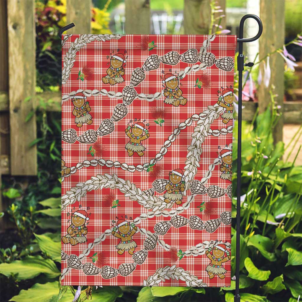 Red Palaka Hawaii Mele Kalikimaka Garden Flag Ohia Lehua Shell Leis Funny Gingerbread Santa LT14 Garden Flag Red - Polynesian Pride