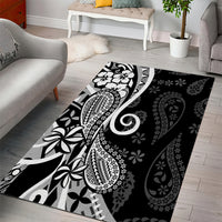 Black Polynesia Paisley Area Rug Polynesian With Tropical Flowers LT14 - Polynesian Pride