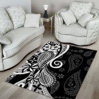 Black Polynesia Paisley Area Rug Polynesian With Tropical Flowers LT14 - Polynesian Pride