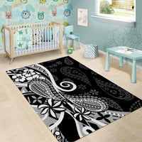 Black Polynesia Paisley Area Rug Polynesian With Tropical Flowers LT14 - Polynesian Pride