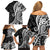 Black Polynesia Paisley Family Matching Off Shoulder Short Dress and Hawaiian Shirt Polynesian With Tropical Flowers LT14 - Polynesian Pride