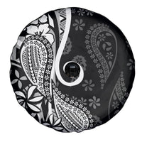 Black Polynesia Paisley Spare Tire Cover Polynesian With Tropical Flowers LT14 - Polynesian Pride