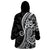 Black Polynesia Paisley Wearable Blanket Hoodie Polynesian With Tropical Flowers LT14 - Polynesian Pride