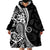 Black Polynesia Paisley Wearable Blanket Hoodie Polynesian With Tropical Flowers LT14 - Polynesian Pride