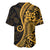 Gold Polynesia Paisley Baseball Jersey Polynesian With Tropical Flowers LT14 - Polynesian Pride