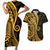 Gold Polynesia Paisley Couples Matching Short Sleeve Bodycon Dress and Hawaiian Shirt Polynesian With Tropical Flowers LT14 Gold - Polynesian Pride