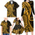 Gold Polynesia Paisley Family Matching Long Sleeve Bodycon Dress and Hawaiian Shirt Polynesian With Tropical Flowers LT14 - Polynesian Pride