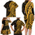 Gold Polynesia Paisley Family Matching Long Sleeve Bodycon Dress and Hawaiian Shirt Polynesian With Tropical Flowers LT14 - Polynesian Pride