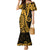 Gold Polynesia Paisley Family Matching Mermaid Dress and Hawaiian Shirt Polynesian With Tropical Flowers LT14 Mom's Dress Gold - Polynesian Pride