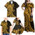 Gold Polynesia Paisley Family Matching Off Shoulder Maxi Dress and Hawaiian Shirt Polynesian With Tropical Flowers LT14 - Polynesian Pride