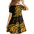 Gold Polynesia Paisley Family Matching Off Shoulder Short Dress and Hawaiian Shirt Polynesian With Tropical Flowers LT14 - Polynesian Pride