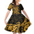 Gold Polynesia Paisley Family Matching Short Sleeve Bodycon Dress and Hawaiian Shirt Polynesian With Tropical Flowers LT14 Daughter's Dress Gold - Polynesian Pride