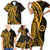 Gold Polynesia Paisley Family Matching Short Sleeve Bodycon Dress and Hawaiian Shirt Polynesian With Tropical Flowers LT14 - Polynesian Pride