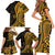 Gold Polynesia Paisley Family Matching Short Sleeve Bodycon Dress and Hawaiian Shirt Polynesian With Tropical Flowers LT14 - Polynesian Pride