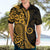 Gold Polynesia Paisley Hawaiian Shirt Polynesian With Tropical Flowers LT14 - Polynesian Pride