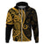 Gold Polynesia Paisley Hoodie Polynesian With Tropical Flowers LT14 Zip Hoodie Gold - Polynesian Pride