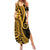 Gold Polynesia Paisley Summer Maxi Dress Polynesian With Tropical Flowers LT14 Women Gold - Polynesian Pride