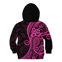 Pink Polynesia Paisley Kid Hoodie Polynesian With Tropical Flowers LT14 - Polynesian Pride