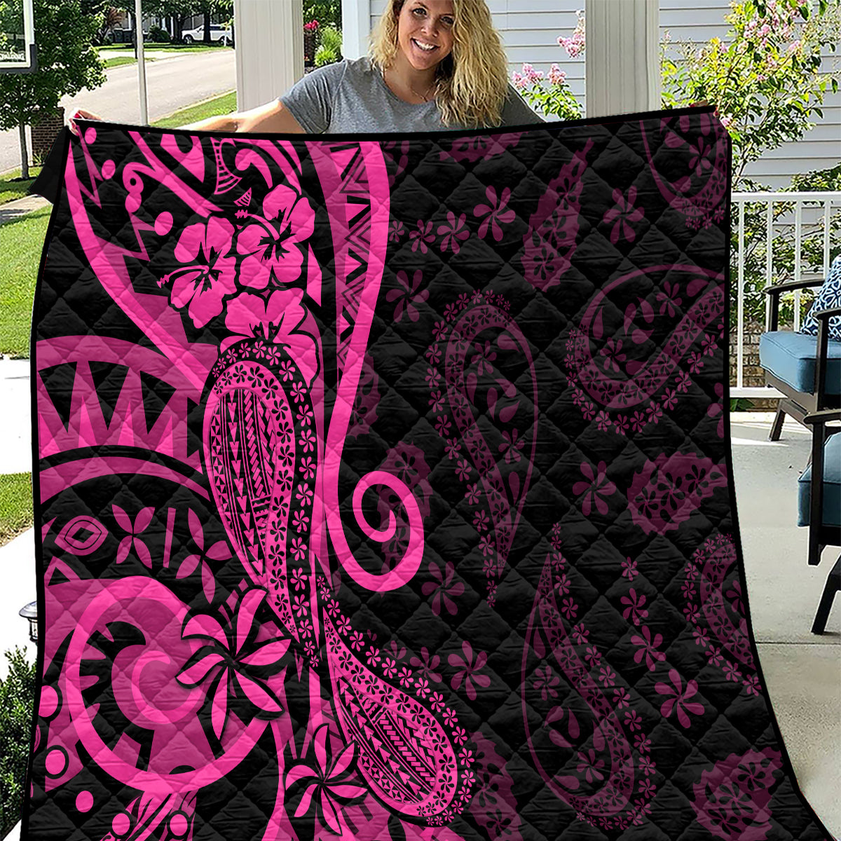 Pink Polynesia Paisley Quilt Polynesian With Tropical Flowers LT14 Pink - Polynesian Pride