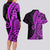 Polynesia Paisley Couples Matching Long Sleeve Bodycon Dress and Hawaiian Shirt Polynesian With Tropical Flowers - Purple LT14 - Polynesian Pride