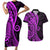 Polynesia Paisley Couples Matching Short Sleeve Bodycon Dress and Hawaiian Shirt Polynesian With Tropical Flowers - Purple LT14 Purple - Polynesian Pride