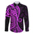 Polynesia Paisley Family Matching Long Sleeve Bodycon Dress and Hawaiian Shirt Polynesian With Tropical Flowers - Purple LT14 Dad's Shirt - Long Sleeve Purple - Polynesian Pride