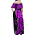 Polynesia Paisley Family Matching Off Shoulder Maxi Dress and Hawaiian Shirt Polynesian With Tropical Flowers - Purple LT14 - Polynesian Pride