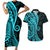 Polynesia Paisley Couples Matching Short Sleeve Bodycon Dress and Hawaiian Shirt Polynesian With Tropical Flowers - Turquoise LT14 Turquoise - Polynesian Pride