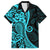 Polynesia Paisley Family Matching Long Sleeve Bodycon Dress and Hawaiian Shirt Polynesian With Tropical Flowers - Turquoise LT14 Dad's Shirt - Short Sleeve Turquoise - Polynesian Pride