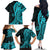 Polynesia Paisley Family Matching Off Shoulder Long Sleeve Dress and Hawaiian Shirt Polynesian With Tropical Flowers - Turquoise LT14 - Polynesian Pride