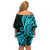 Polynesia Paisley Family Matching Off Shoulder Short Dress and Hawaiian Shirt Polynesian With Tropical Flowers - Turquoise LT14 - Polynesian Pride