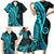 Polynesia Paisley Family Matching Short Sleeve Bodycon Dress and Hawaiian Shirt Polynesian With Tropical Flowers - Turquoise LT14 - Polynesian Pride