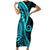 Polynesia Paisley Family Matching Short Sleeve Bodycon Dress and Hawaiian Shirt Polynesian With Tropical Flowers - Turquoise LT14 Mom's Dress Turquoise - Polynesian Pride