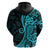 Polynesia Paisley Hoodie Polynesian With Tropical Flowers - Turquoise LT14 - Polynesian Pride