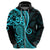 Polynesia Paisley Hoodie Polynesian With Tropical Flowers - Turquoise LT14 - Polynesian Pride