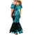 Polynesia Paisley Mermaid Dress Polynesian With Tropical Flowers - Turquoise LT14 - Polynesian Pride