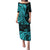 Polynesia Paisley Puletasi Polynesian With Tropical Flowers - Turquoise LT14 Long Dress Turquoise - Polynesian Pride