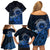 Talofa Samoa Family Matching Off Shoulder Short Dress and Hawaiian Shirt Samoan Kava Bowl Siapo Pattern - Blue LT14 - Polynesian Pride