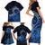 Talofa Samoa Family Matching Short Sleeve Bodycon Dress and Hawaiian Shirt Samoan Kava Bowl Siapo Pattern - Blue LT14 - Polynesian Pride