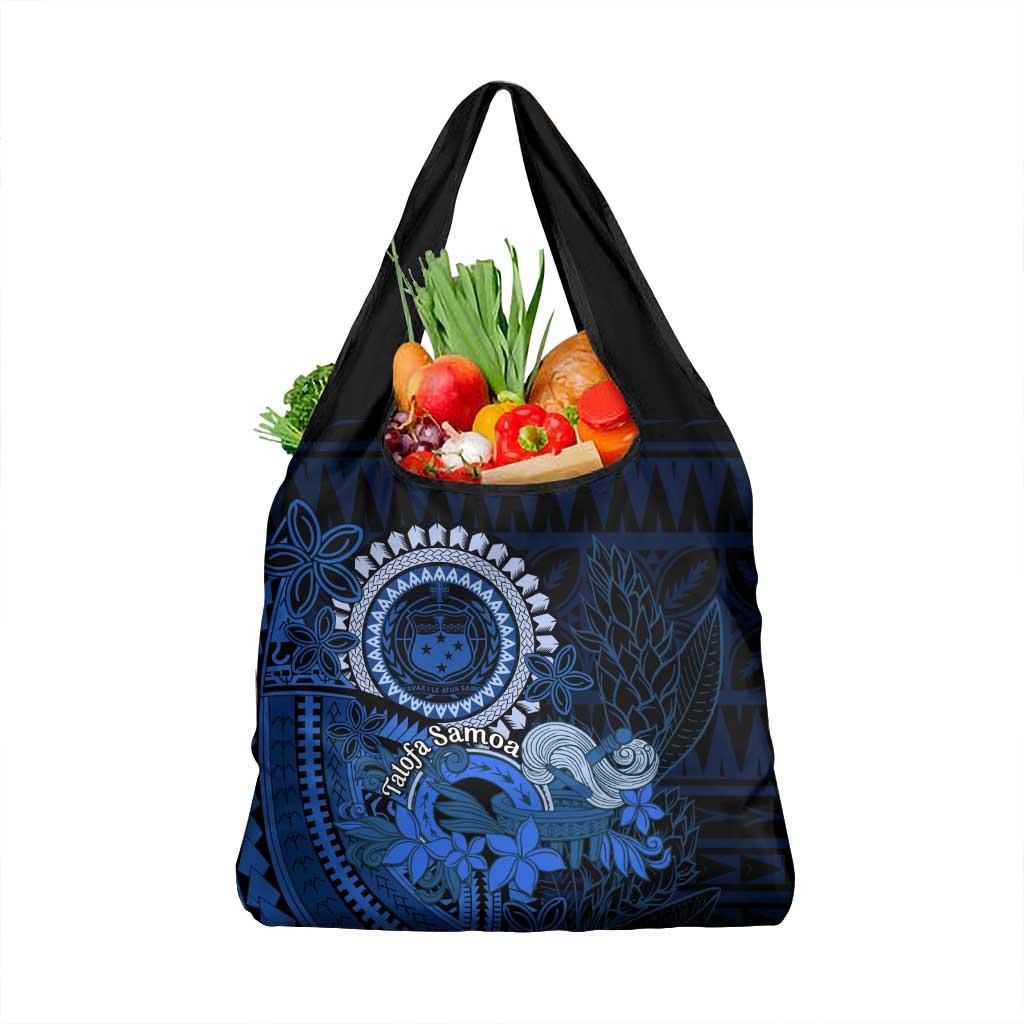 Talofa Samoa Grocery Bag Samoan Kava Bowl Siapo Pattern - Blue LT14 1-pack One Size Blue - Polynesian Pride