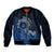 Talofa Samoa Sleeve Zip Bomber Jacket Samoan Kava Bowl Siapo Pattern - Blue LT14 Unisex Blue - Polynesian Pride