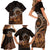 Talofa Samoa Family Matching Short Sleeve Bodycon Dress and Hawaiian Shirt Samoan Kava Bowl Siapo Pattern - Brown LT14 - Polynesian Pride